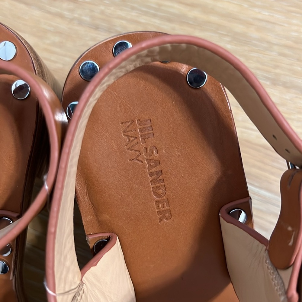 Jil Sander Tan Leather Studded Sandals size 36.5 or 6.5 New - Picture 2 of 10